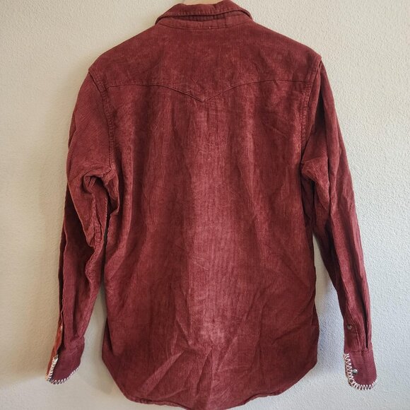Semantic Design Shirt Mens Large Red Corduroy Western Aztec Pocket Vintage Style - Picture 10 of 14